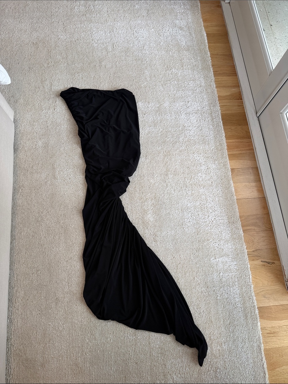 Norma Kamali Black Asymmetrical Draped Maxi Skirt